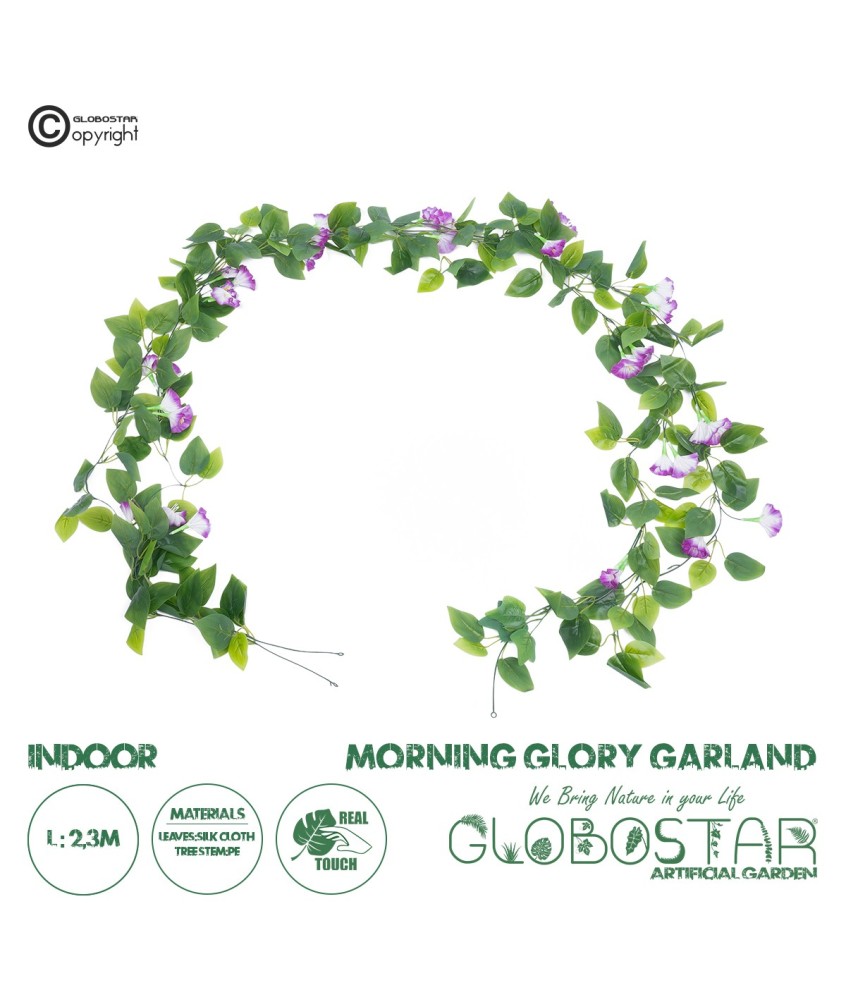 GloboStar® Artificial Garden MORNING GLORY GARLAND 21152 Τεχνητή Διακοσμητική Γυρλάντα Ορτανσίας Φ20 x Υ230cm Σετ 2 τεμαχίων